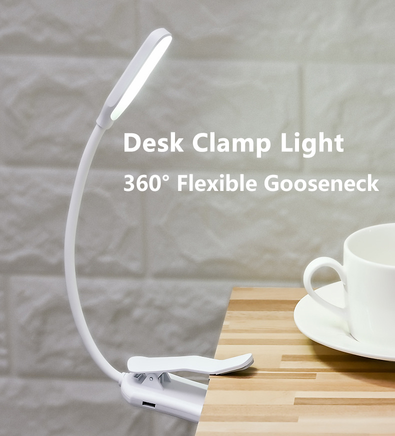 Desk Lamp USB Charging Eye Protection LED Table Light 360 Degree Flexible Gooseneck Desk Clamp Lamp for Home Office Dorm Study