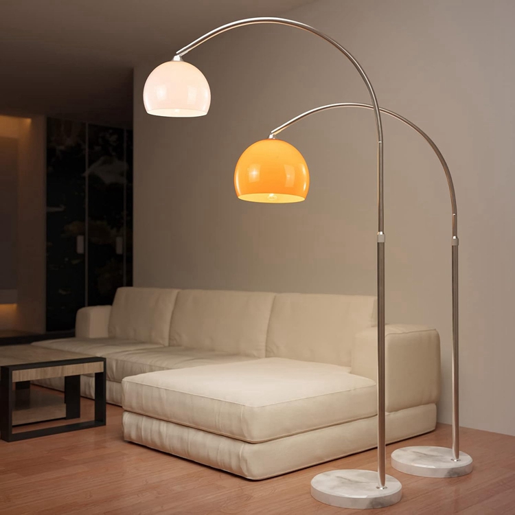Orange Arc Floor Lamp Modern Tall Standing Light