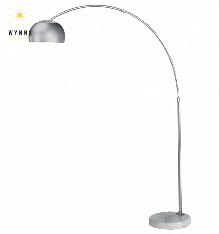 Modern LED Arch Floor Lamp Satin Nickel Iron Body With Night Light for Hotel Bedroom Sofa Living Room Home