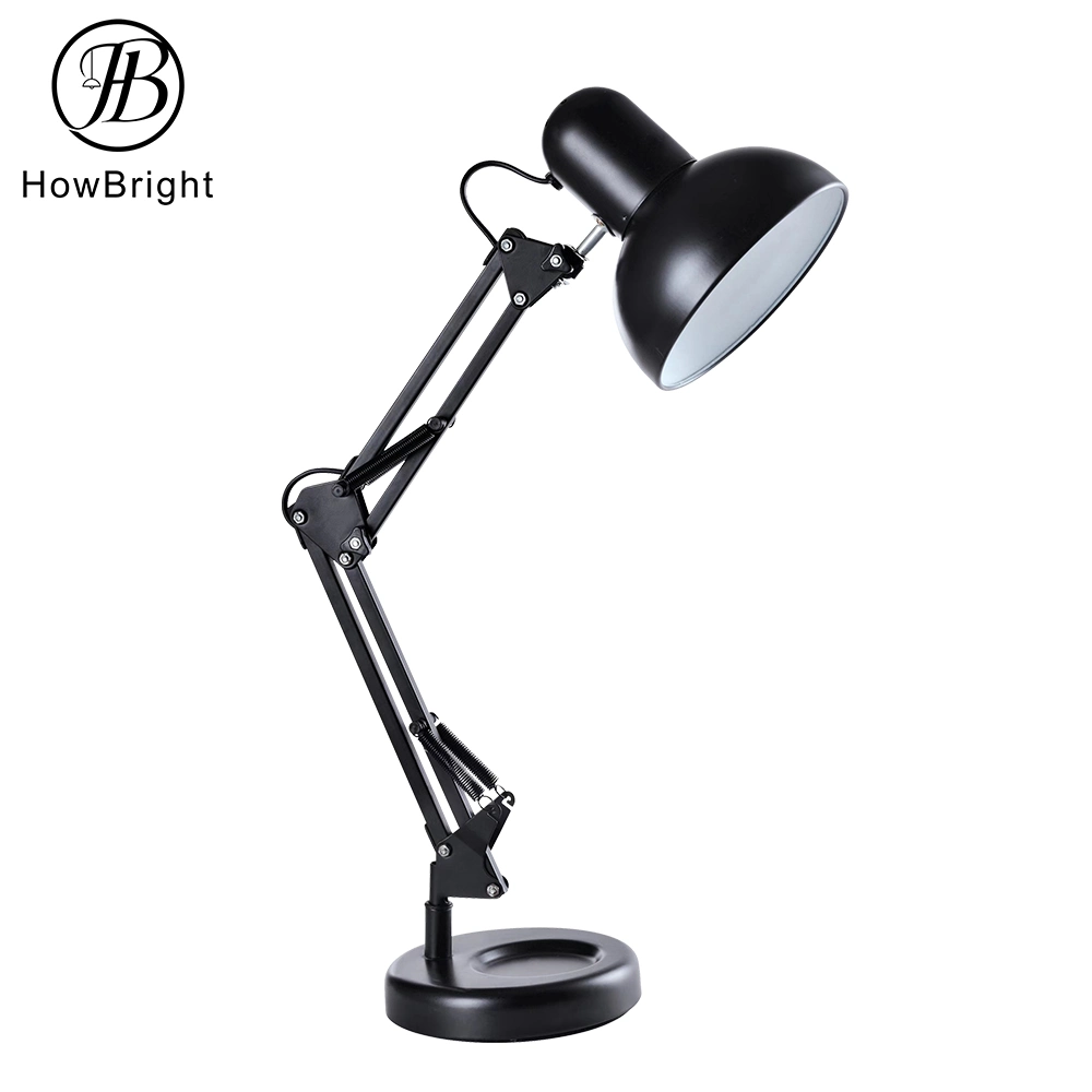 Modern Office Table Reading Light Vintage Adjustable Metal Swing Arm Black Light Bedroom Desk Lamp