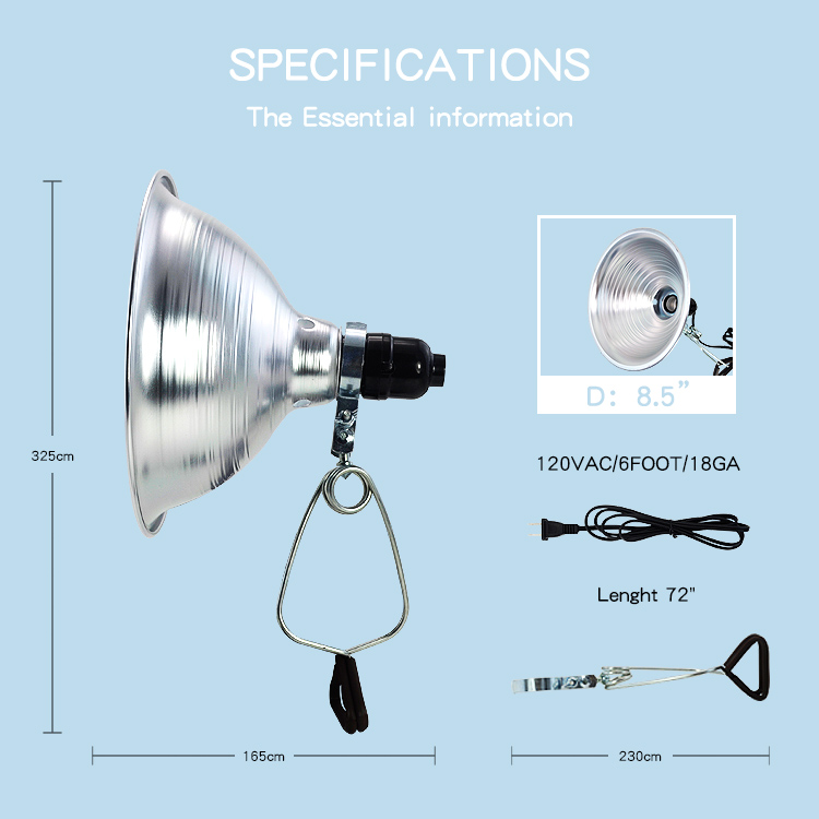 Simple Deluxe Clamp Lamp Light with Aluminum Reflector