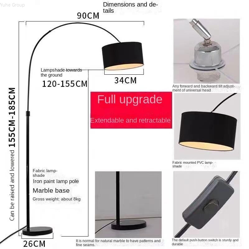 Adjustable Arch LED Floor Standing Light with E27 Base Waterproof Dimmable Modern Design for Living Room Bedroom Office Lighting