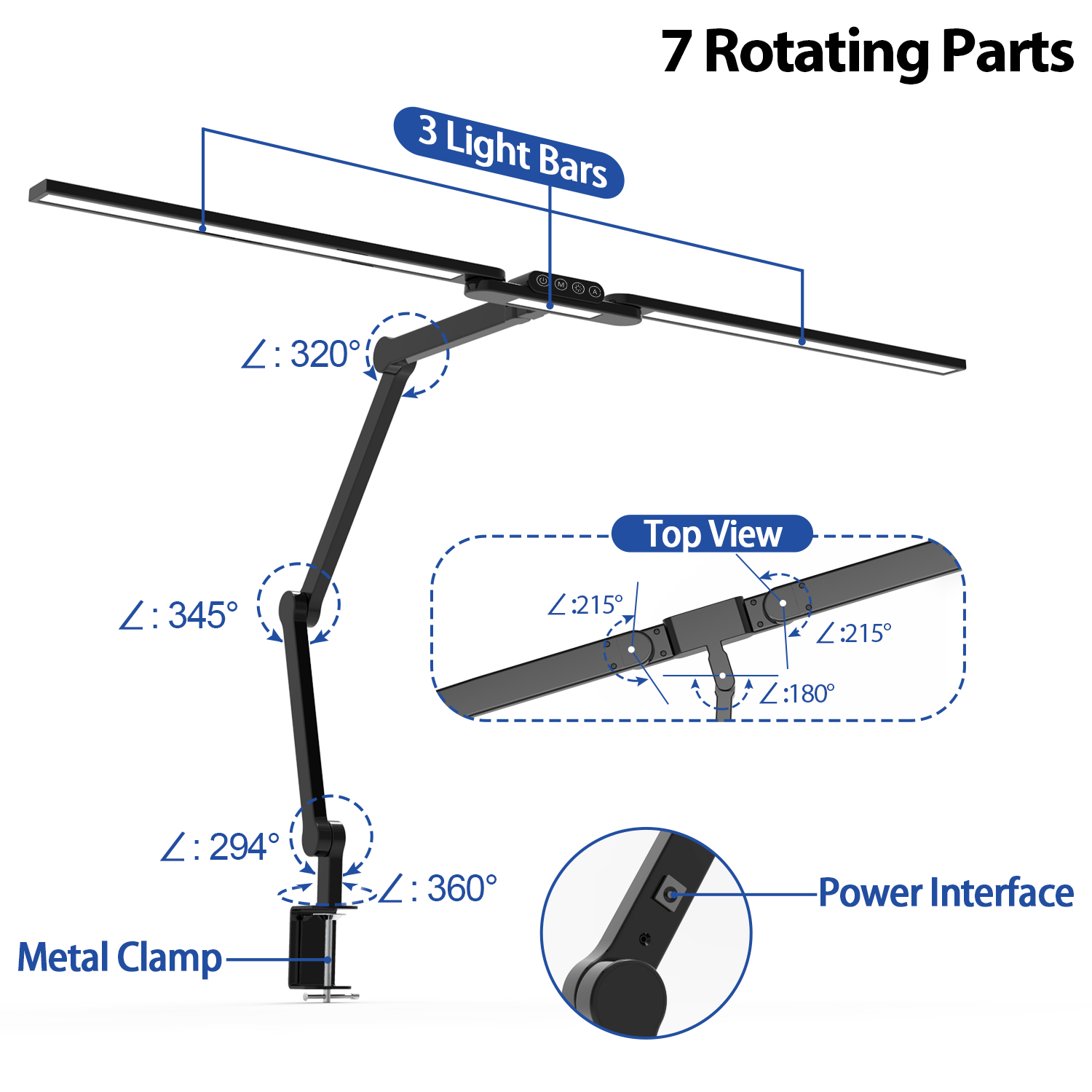 Factory Direct Flexible Gooseneck LED Desk Lamp Touch Sensor Office Task Light Modern Work Table Lamp with Clamp