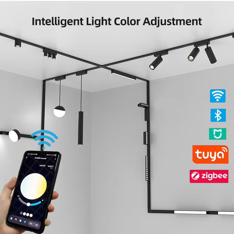Magnetic Track Light Customization Recessed Surface Magnetic Track Light Rail 48V Magnetic Light Track Accessories