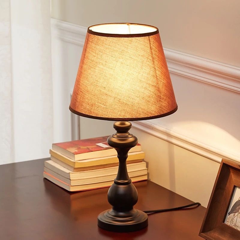 American-style Vintage Table Lamp LED Eye-Protecting Dimmable Night Light DIY 3-Year Warranty Shade for Bedroom