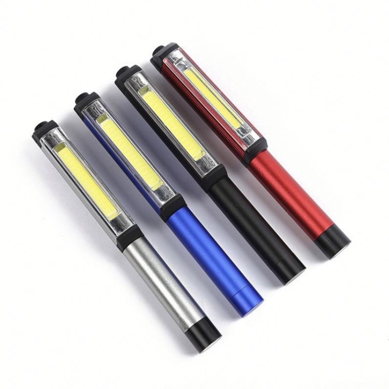 WOSEN Mini LED Flashlight, Clip-on COB Work Light with Magnetic Attachment at the End, Aluminum Alloy Camping Torchlight