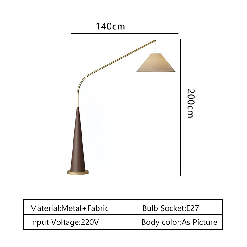 Modern E27 Arc Floor Lamp with Cone Base Minimalist LED Hanging Shade Standing Light for Living Room &amp; Office