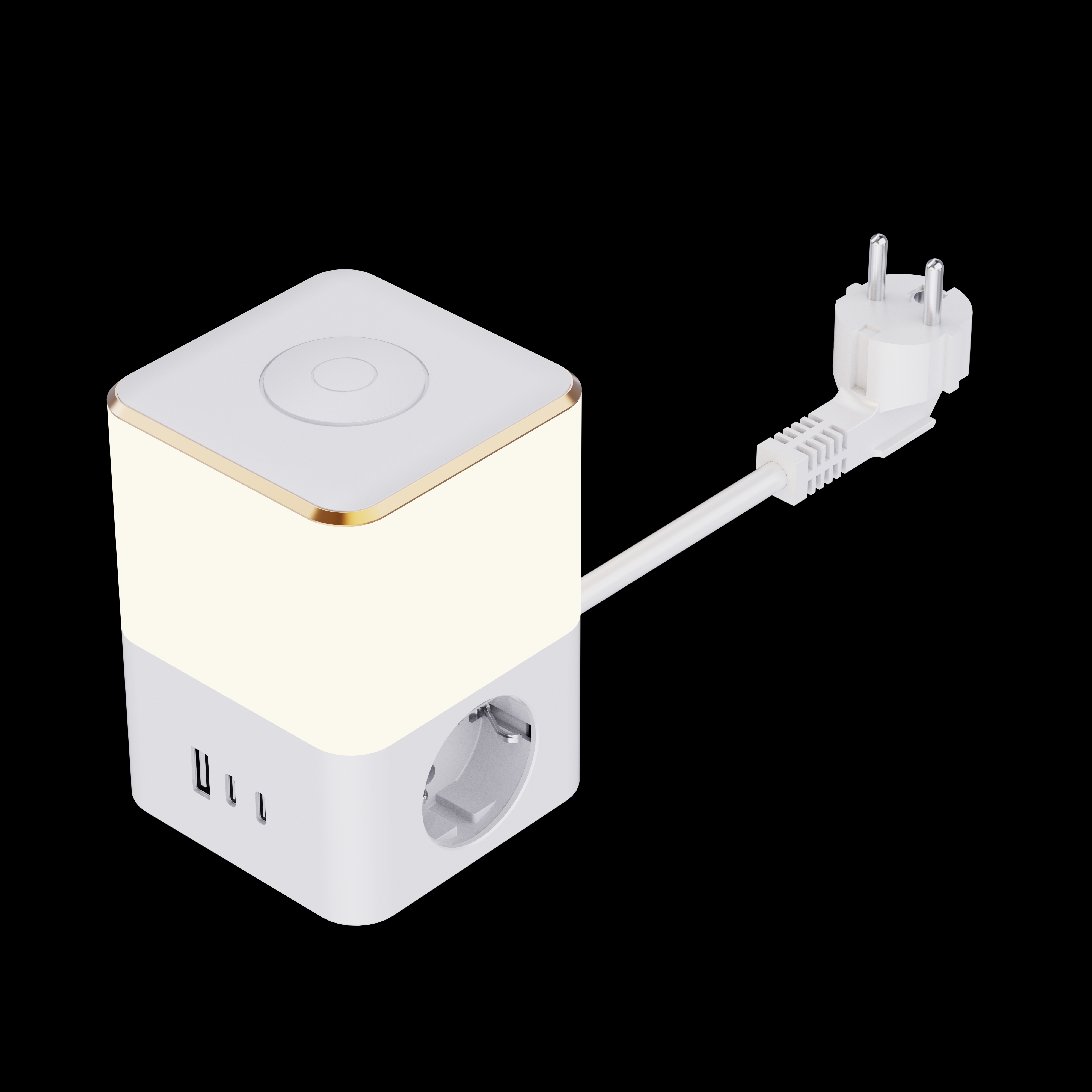 2026 Creative Nightlight Socket Desk Lamp Socket 2 Outlets Power Strip Multi-Function European EU/Germany Touch Switch With USB
