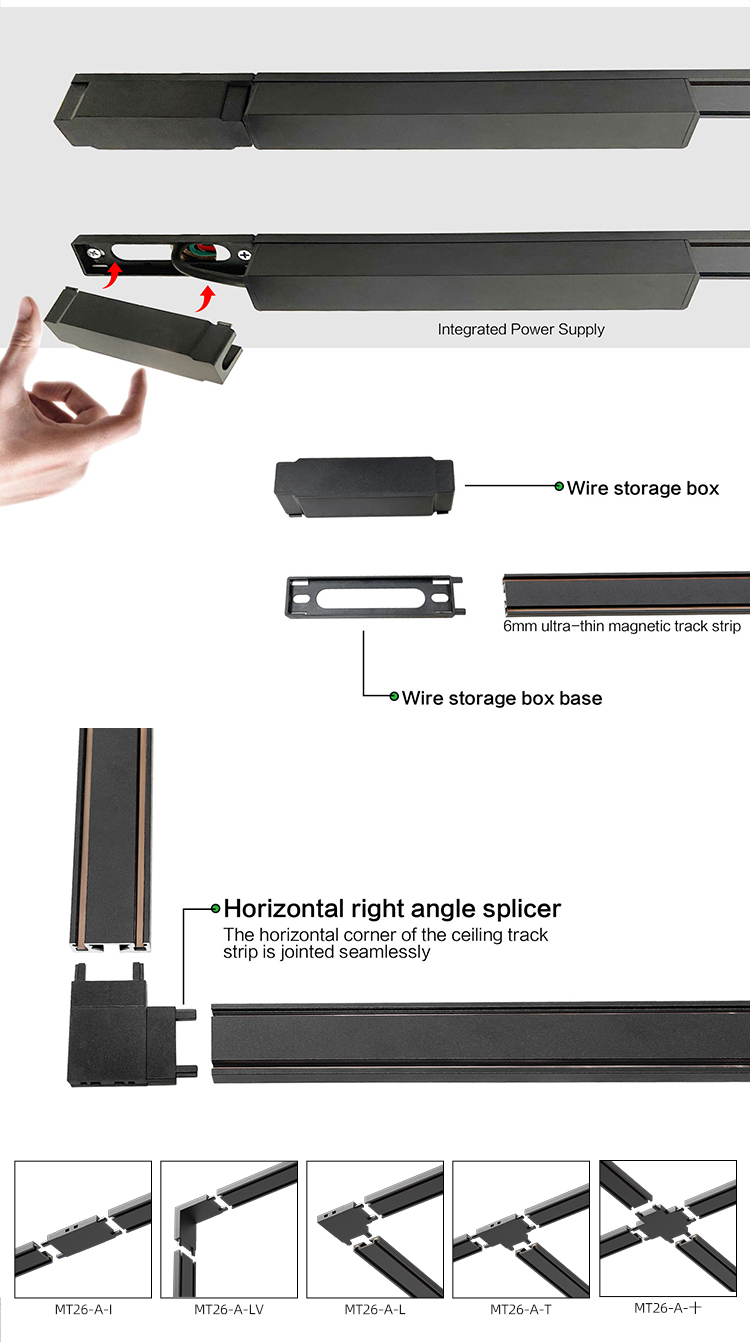 Ultra Slim Magnetic Track Rail Light System 48V Magnetic Led Track Light Smart Tuya Magnetic Track Light