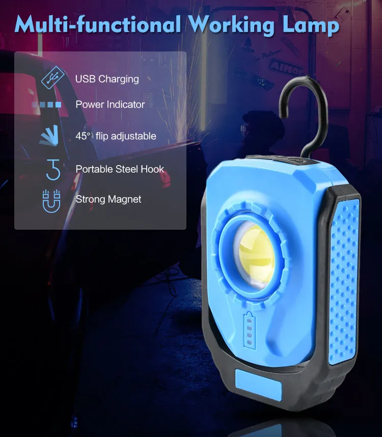 Rechargeable Portable Waterproof LED Work Lamp for Outdoor Camping Emergency Car Repairing