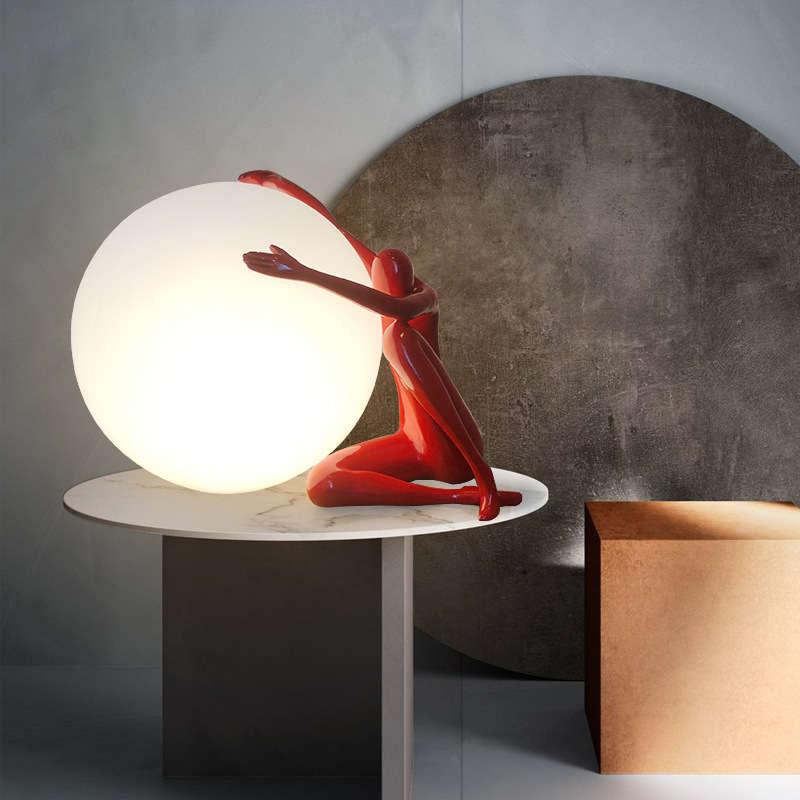 Modern and Simple Nordic Indoor LED Table Lamp High-quality Spherical Portrait Sculpture Made of Resin Factory Direct Sales