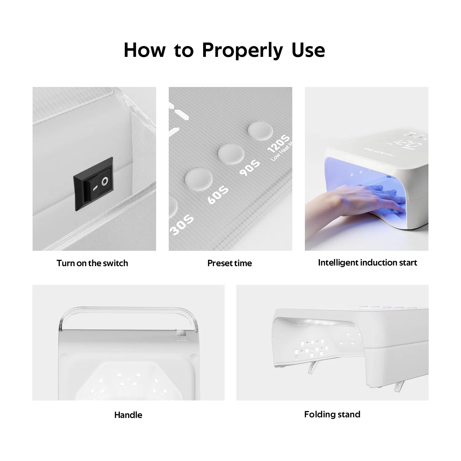 Customizable 96W Cordless Rechargeable Portable UV LED Nail Lamp with Lighting Logo