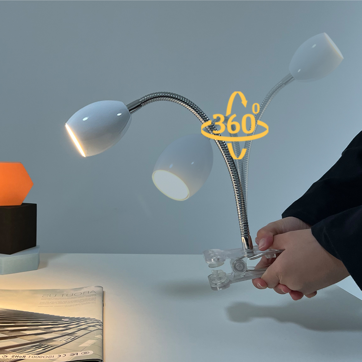 Eye Caring 2W Flexible Gooseneck Architect Led Clamp Desk Lamp for Home Office Bedside Study Resding Light