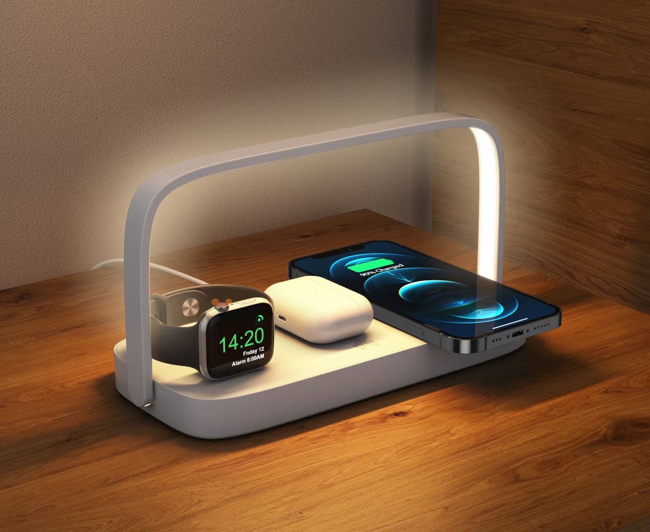 Bedside Lamp Wireless Charger LED Desk Lamp With Touch Control 3 Light Hues Table Lamp Wireless Charge for All Devices