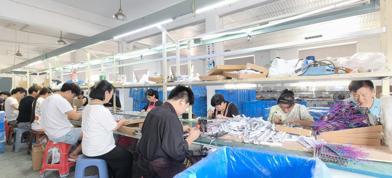 Assembling process for lighting products at Quack Lamp manufacturing facility