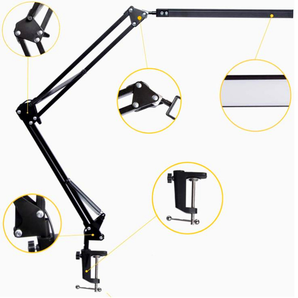LED Desk Lamp with Clamp Desk Lamp with Light and Adjustable Swing Arm Clip-on Eye-Care