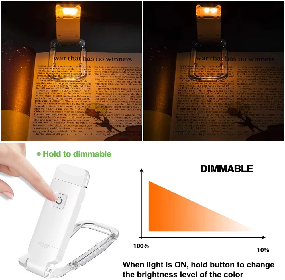 USB Rechargeable LED Book Reading Light New Brightness Adjustable Clip-on Book Lamp Eye Care Lamp for Kids to Read with