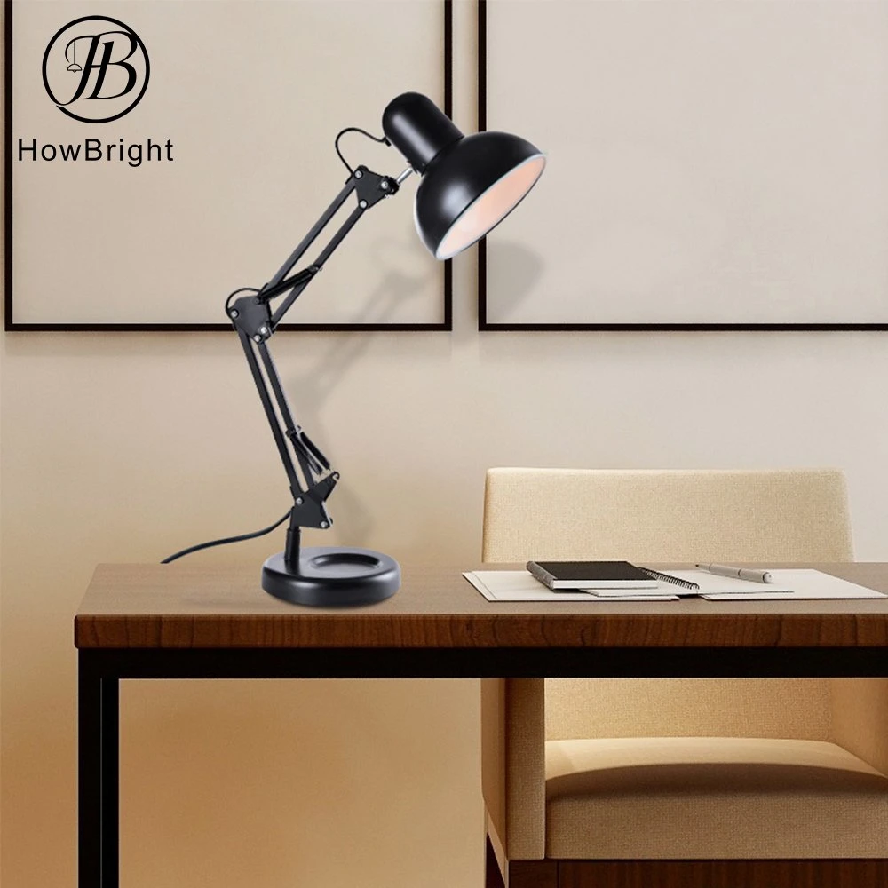 Modern Office Table Reading Light Vintage Adjustable Metal Swing Arm Black Light Bedroom Desk Lamp