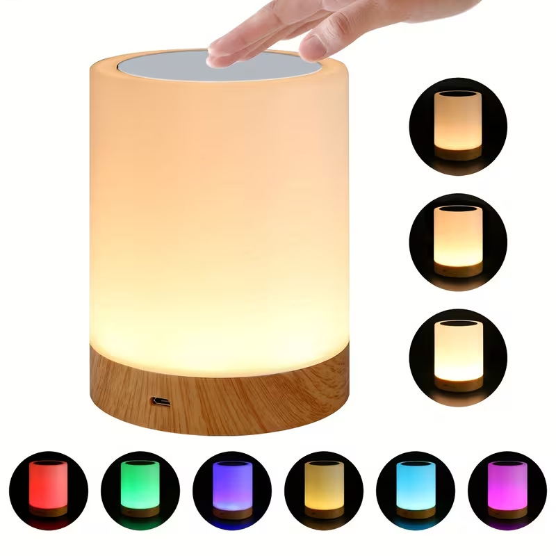 Colorful ABS Rechargeable Simple Modern Bedroom Night Light Dimmable LED Table Lamp Atmosphere Lighting