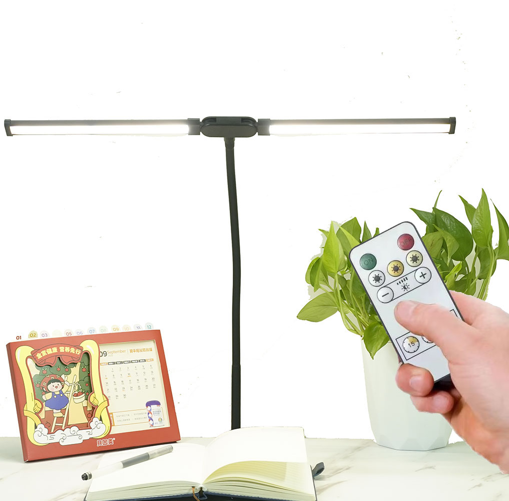 Eye-Care European White Architect Light Clamp Smart Double Head Computer Monitor Table Clip Lamp Adjustable Flexible Gooseneck