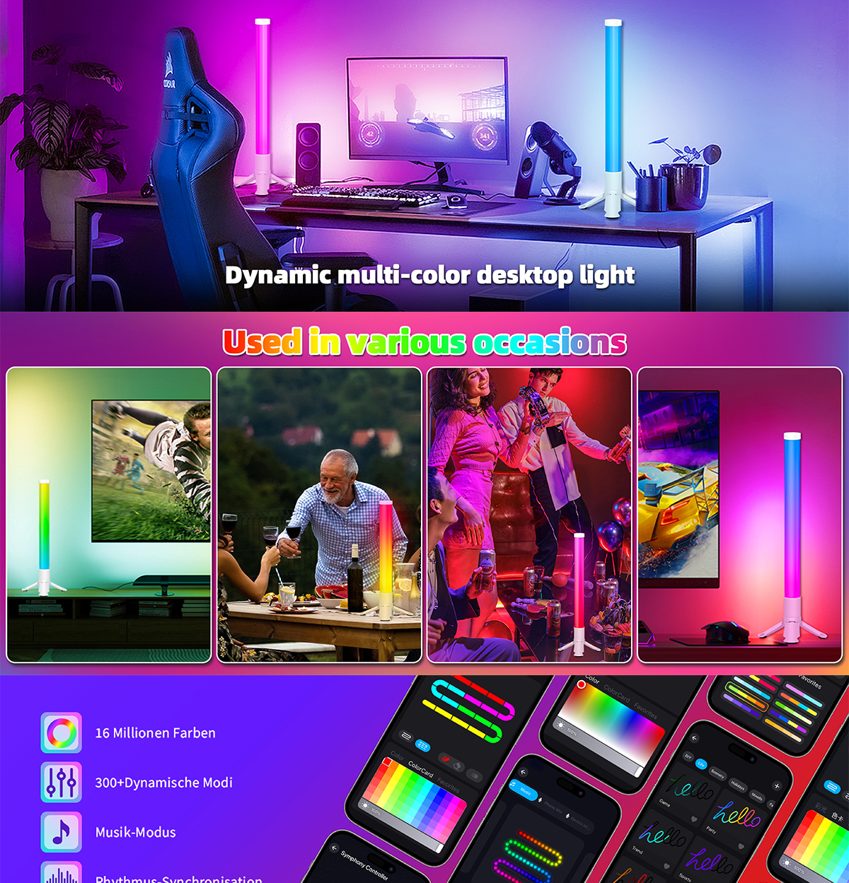 HOT Modern Living Room LED Smart Atmosphere Table Lamp OEM Bedroom Corner Multicolor Music Desktop Lamp