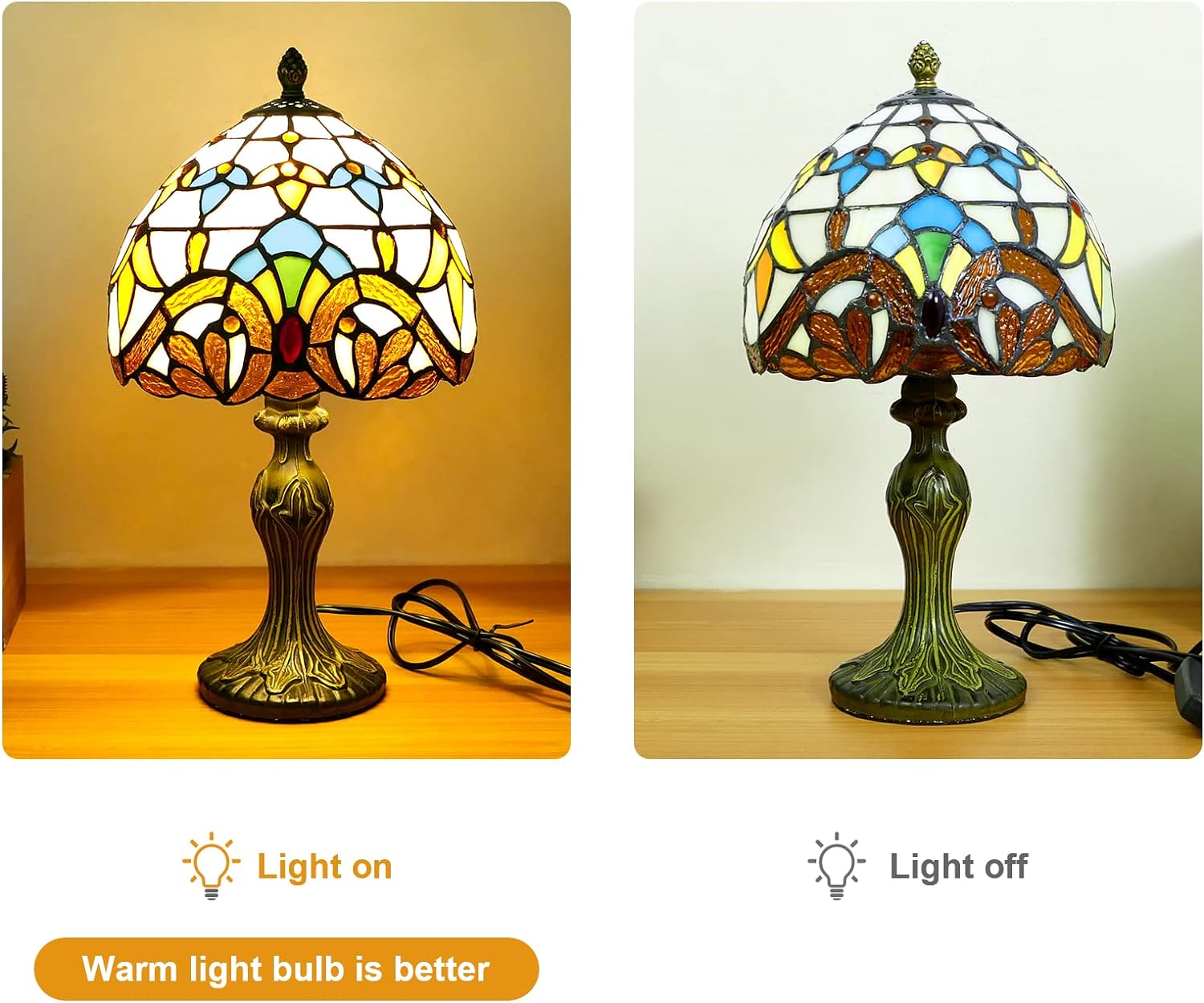 Tiffany Table Lamp Baroque Handmade Stained Glass Desk Lamps Gifts Resin Base Beige Baroque Vintage Reading Lamp