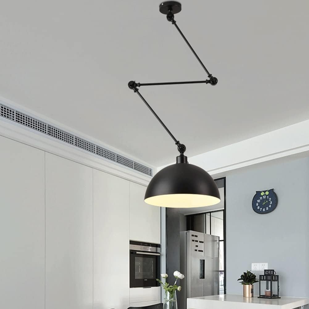 SIMIG Iron Swing Arm Pendant Light for Bedroom Hotel Adjustable Ceiling Industrial Hanging Lamp Vintage Rustic Farmhouse