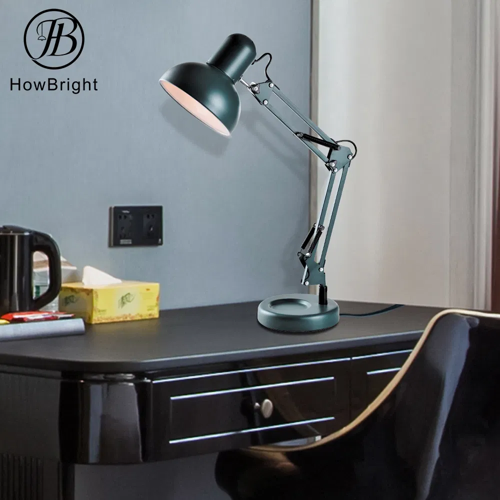 Modern Office Table Reading Light Vintage Adjustable Metal Swing Arm Black Light Bedroom Desk Lamp