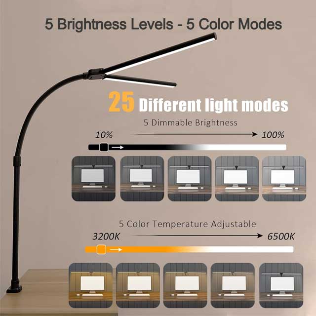Brightest Led Workbench Office Table Lamp Modern Clip Flexible Goose-neck T-shape Clamp Desk Lamp