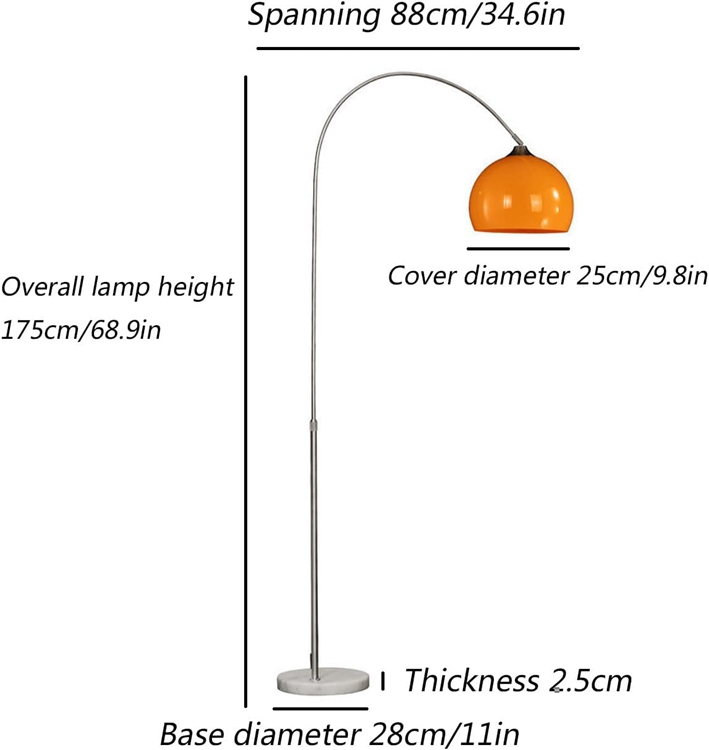 Orange Arc Floor Lamp Modern Tall Standing Light Adjustable Height Mid Century Arched Reading Lamp for Living Room Wholesale