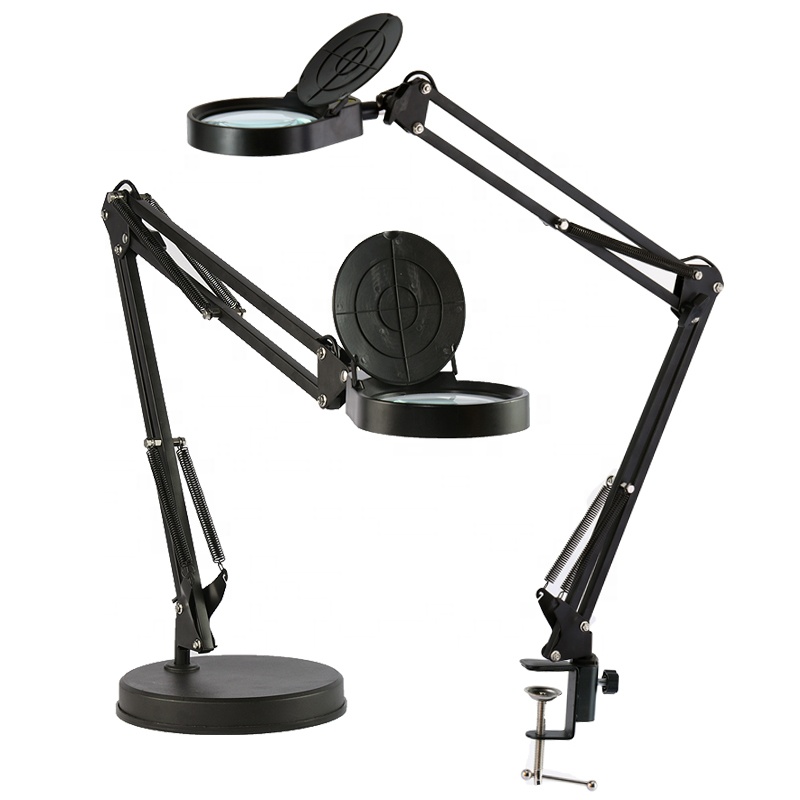 Magnifying Glass with Light and Stand LED Reading Magnifying Glass Adjustable Extended Metal Arm for Embroidery/Craft/Jewellery