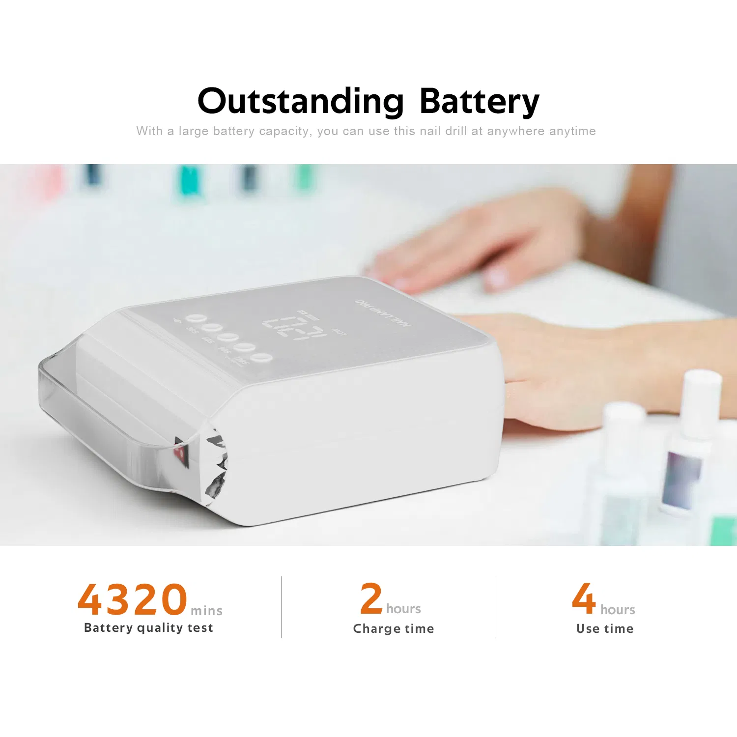 Customizable 96W Cordless Rechargeable Portable UV LED Nail Lamp with Lighting Logo