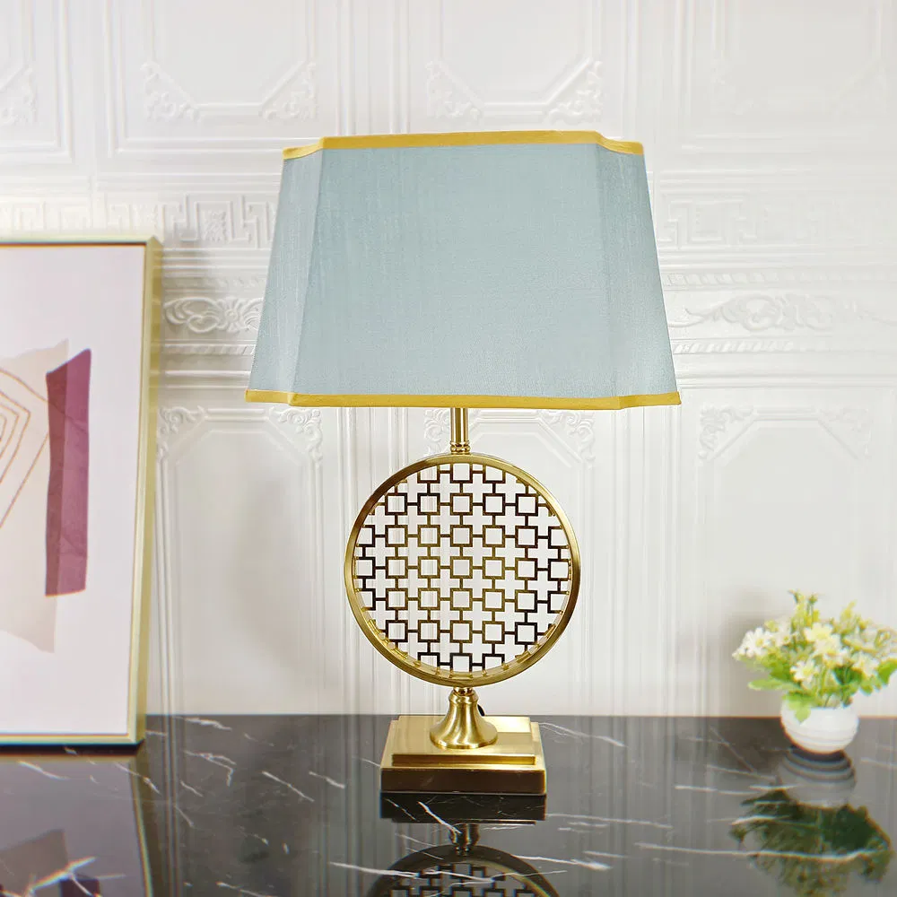 Vintage-Inspired Metal Desk Lamp with Chic Fabric Shade