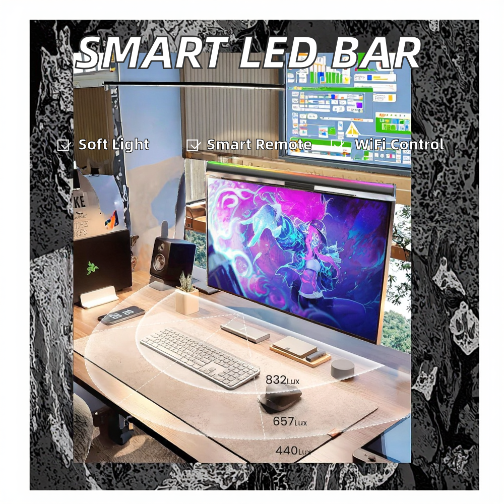 RGB Dimmable LED Monitor Light Bar Desk Lamp Modern Design WiFi Switch Mode APP Control USB Powered for Office Smart Home Lights