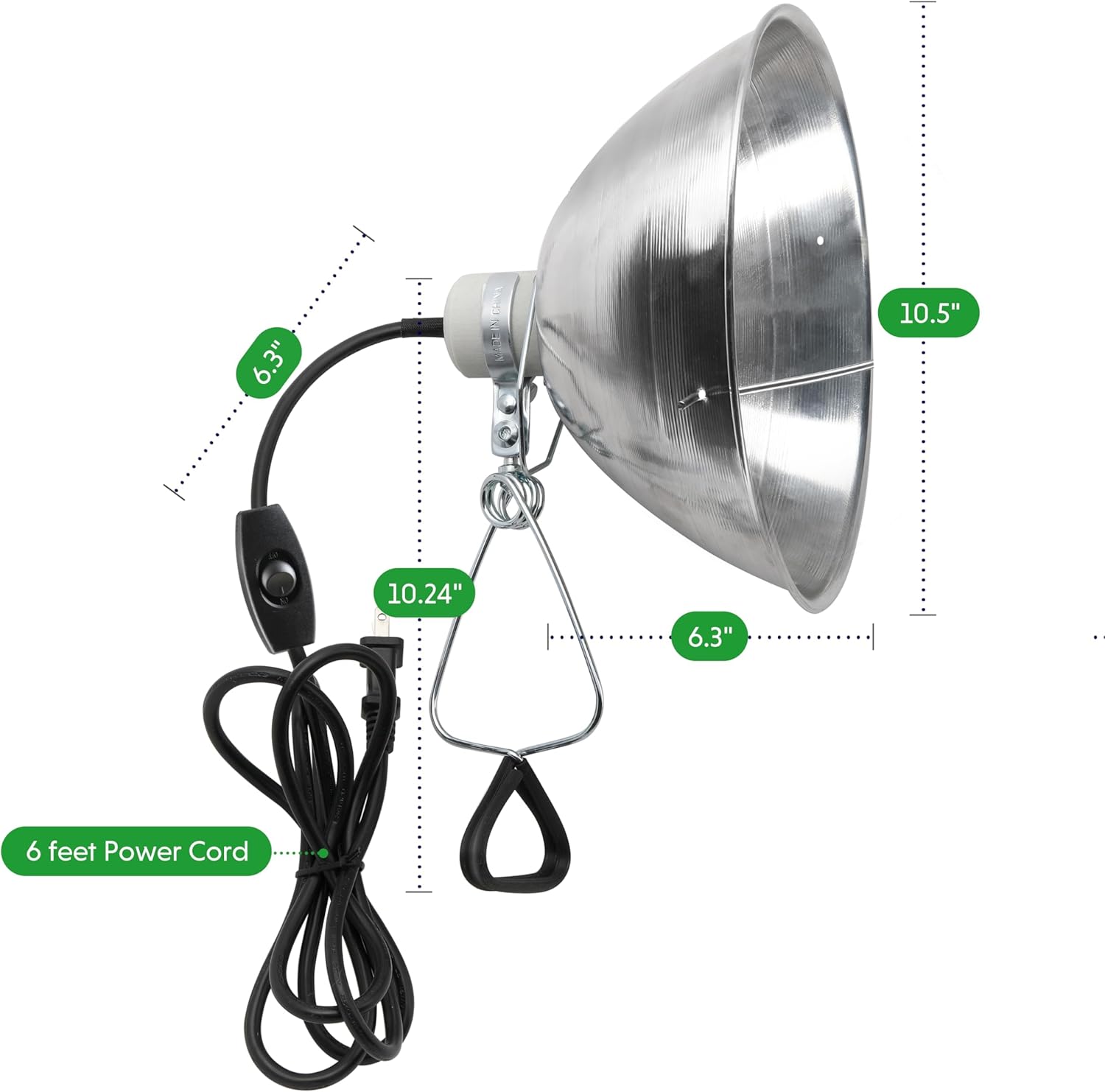 Deluxe Clamp Lamp Light with 10.5 Inch Adjustable Aluminum Reflector