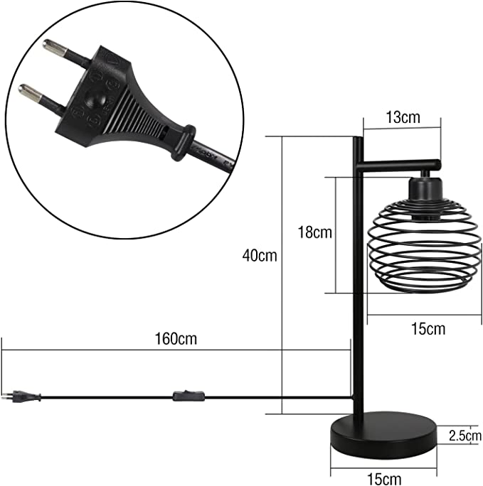 Vintage Black Metal Industrial Bedside Living Room Children′ S Room Office Table Lamp