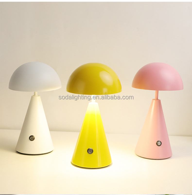 Modern Retro LED Touch Dimmer Rechargeable USB Table Light Mushroom Simple Cordless Decorative Battery Desk Lamp