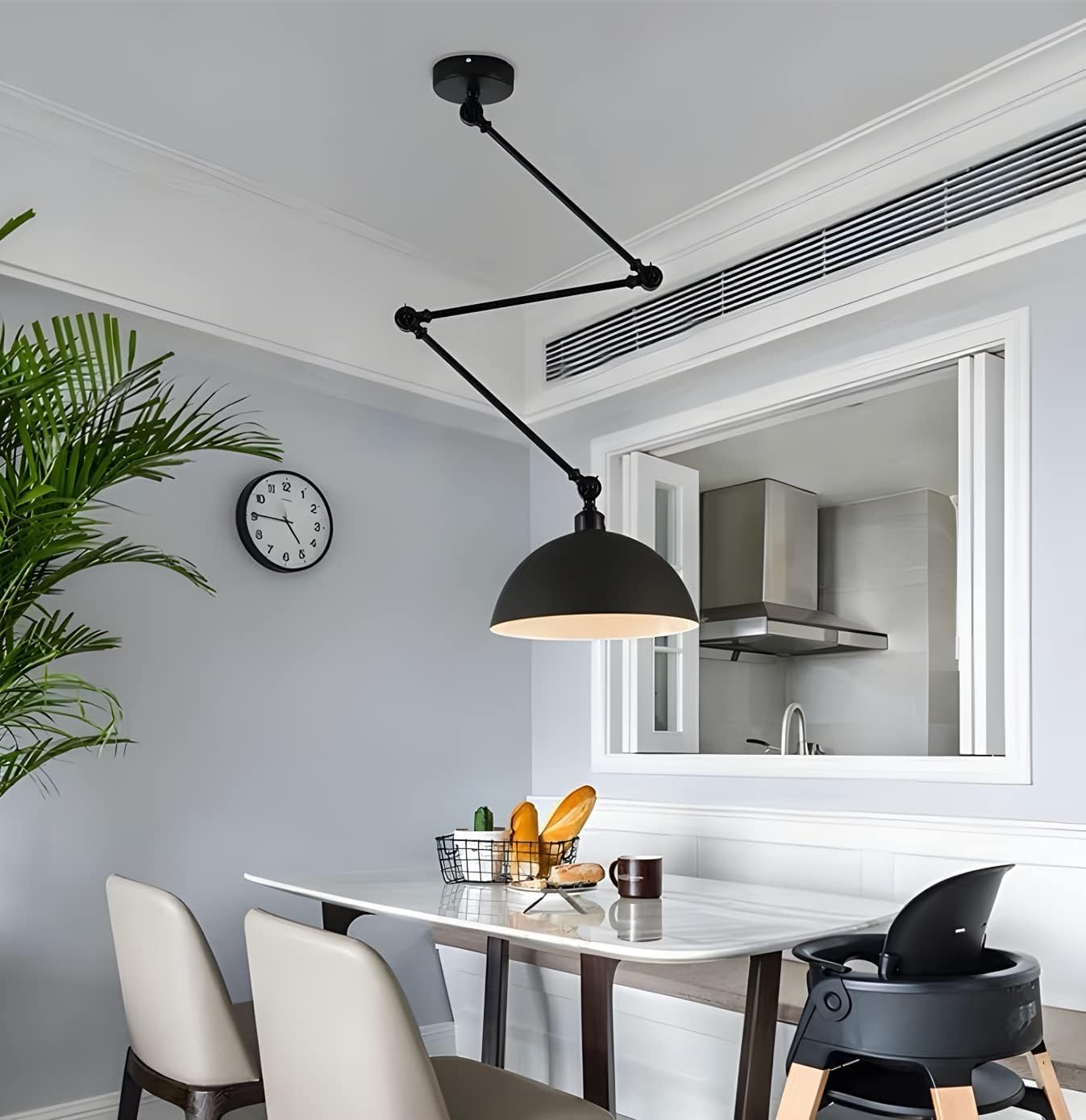SIMIG Iron Swing Arm Pendant Light for Bedroom Hotel Adjustable Ceiling Industrial Hanging Lamp Vintage Rustic Farmhouse