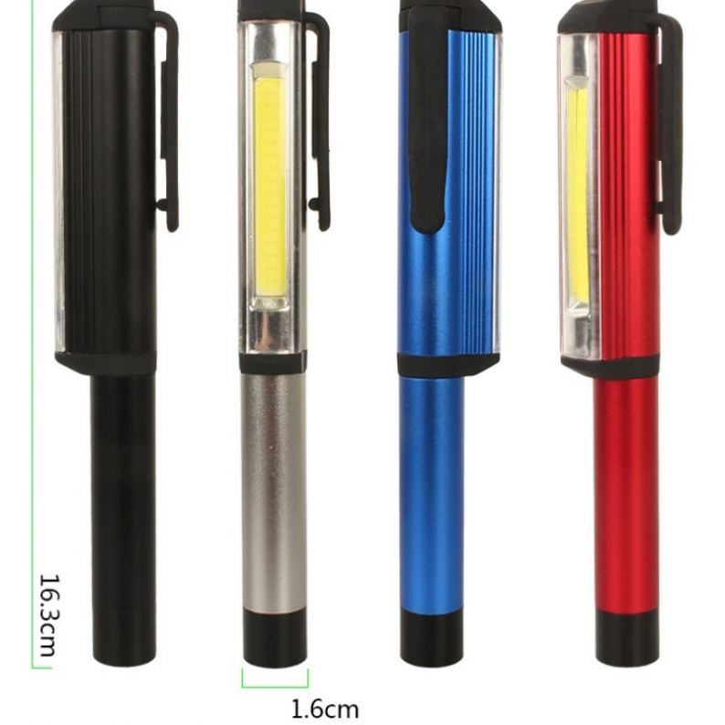 WOSEN Mini LED Flashlight, Clip-on COB Work Light with Magnetic Attachment at the End, Aluminum Alloy Camping Torchlight