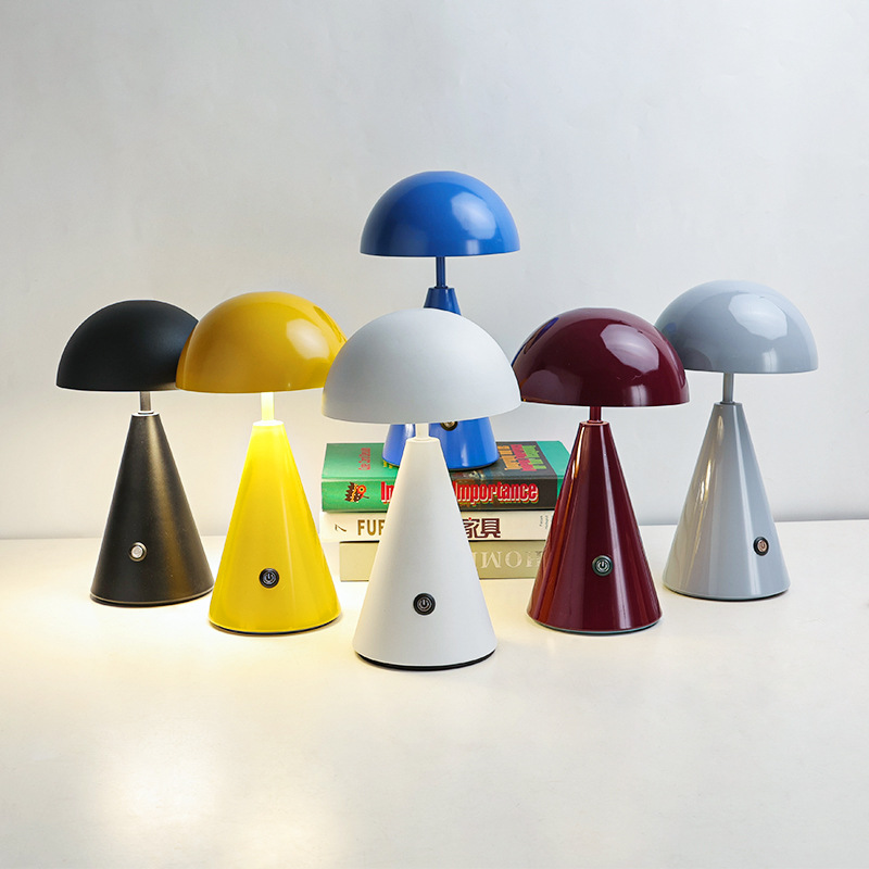 Modern Retro LED Touch Dimmer Rechargeable USB Table Light Mushroom Simple Cordless Decorative Battery Desk Lamp
