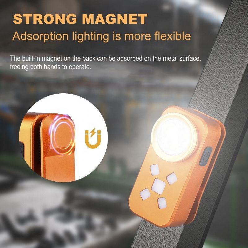 New Outdoor Rechargeable LED Work Light USB Magnetic Aluminum Alloy Clip-On Mini Flashlight