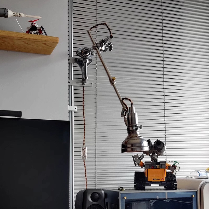 Industrial Style Telescopic Swing Arm Folding Bedside Reading Wall Lamp Dimmable LED E14 Base Iron Shade Home Mirror