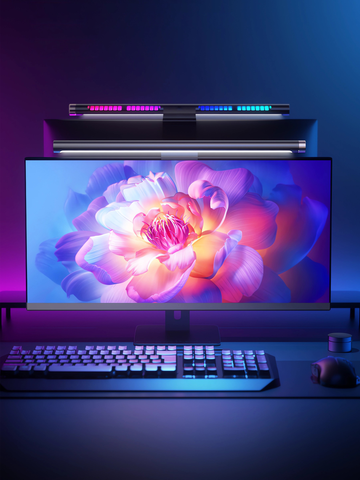 Eye-Care Modern RGB Monitor Light Bar Music Reactive LED Screen Lamp with Wireless Control for Reading Room Desktop Gaming Setup