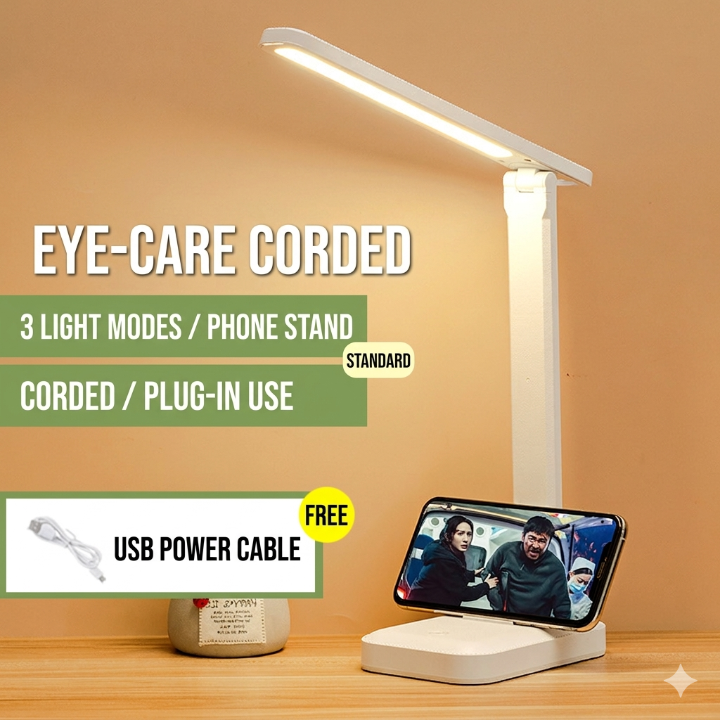 Desk Lamp Reading Light | Smart Adjustable Cordless Flexible Eye-Caring | Simple Design | Professional Customization Supported