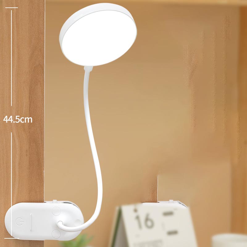 USB Rechargeable LED Clamp Desk Lamp Eye Protection Study Light with Flexible Gooseneck for Student Dormitory Bedroom