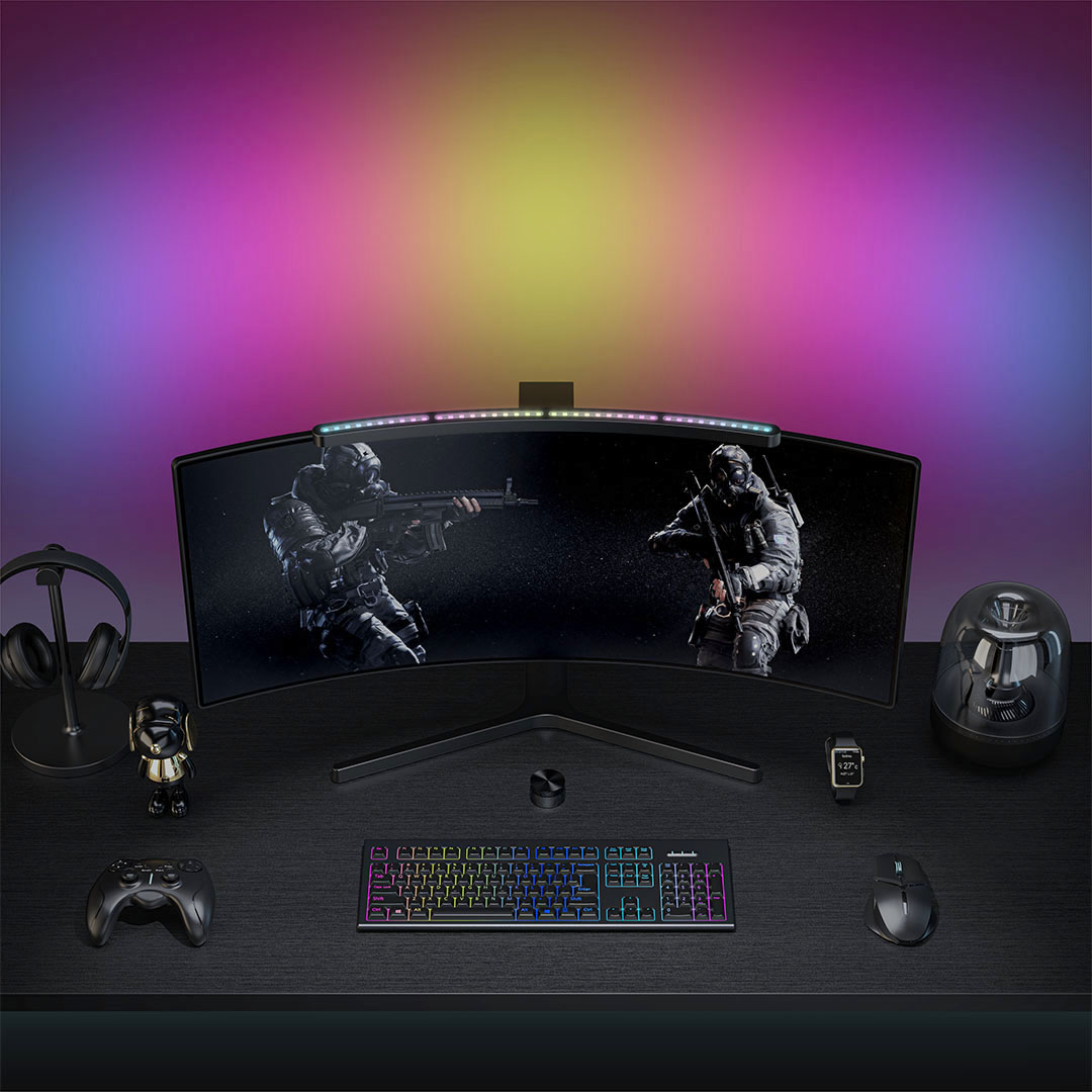 Curved Monitor Light Bar with Remote Control Anti-Glare LED Screen Hanging Lamp for Curved Displays