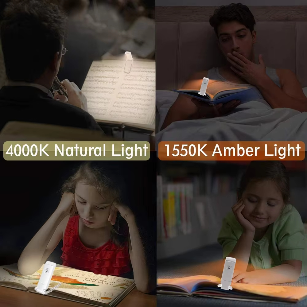 USB Rechargeable LED Book Reading Light New Brightness Adjustable Clip-on Book Lamp Eye Care Lamp for Kids to Read with