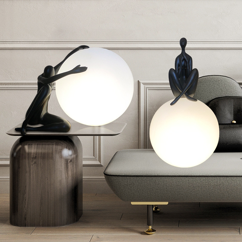 Modern and Simple Nordic Indoor LED Table Lamp High-quality Spherical Portrait Sculpture Made of Resin Factory Direct Sales
