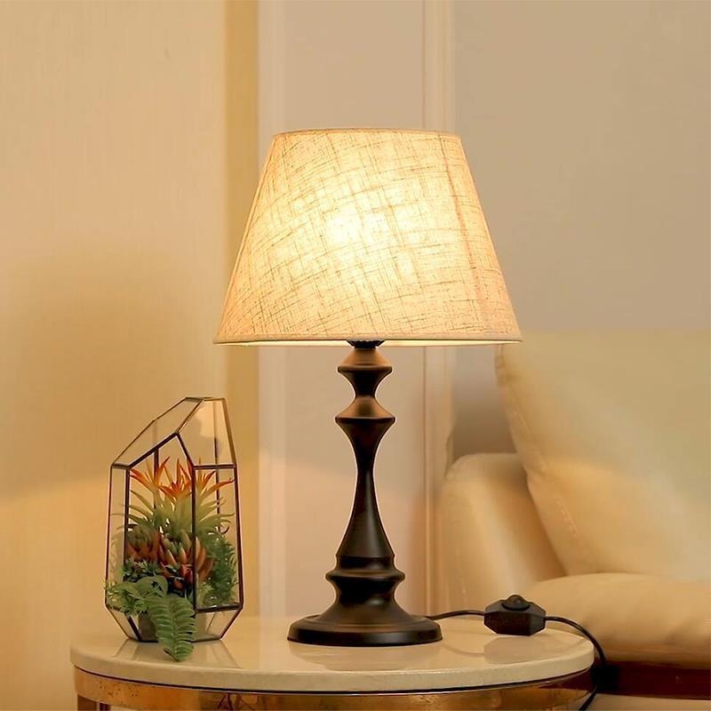 American-style Vintage Table Lamp LED Eye-Protecting Dimmable Night Light DIY 3-Year Warranty Shade for Bedroom