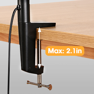 LED Desk lamp with Clamp, Stable Metal Clamp